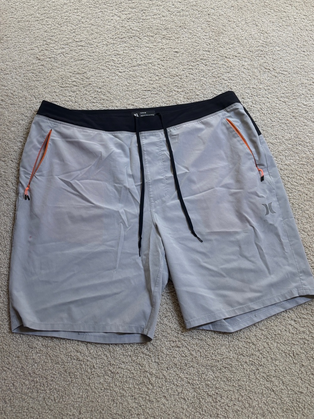Hurley Black and Orange Swim Trunks with Gray Liner